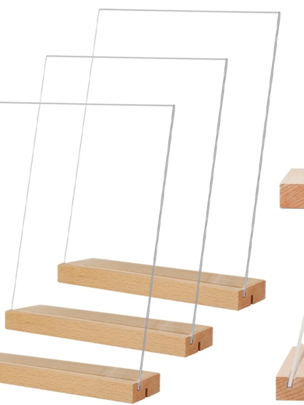 8.5 x 11 with Wood Base 3 Pack L/T Shape Vertical or Slant Back Display for Wedd